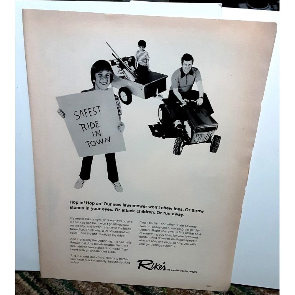 1972 Rikes Garden Center with 1972 Lawnmowers Print Ad vintage 70s